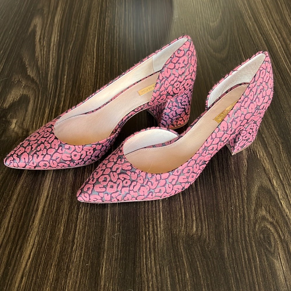 Louis et Cie Pink Purple Leopard Block Heel